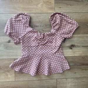 Meraki Dusty Pink Floral Peplum Blouse